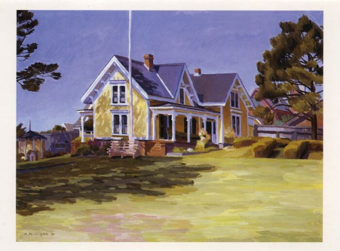 painting of yellow house