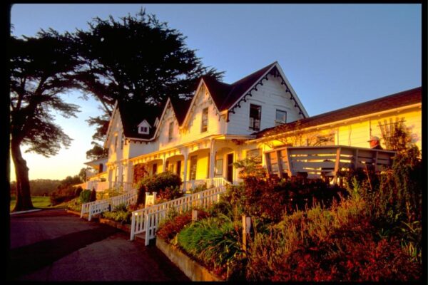 sunlight on wooden victorian building