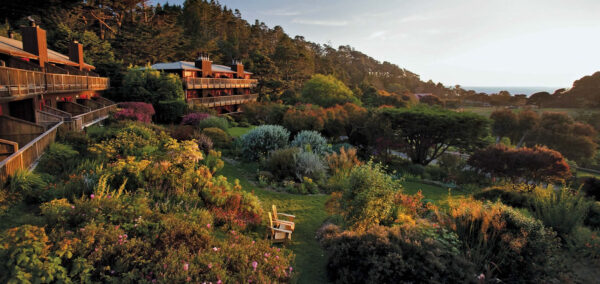 brown building on a forested hill